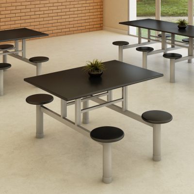 Mesa para refeitório com bancos individuais
